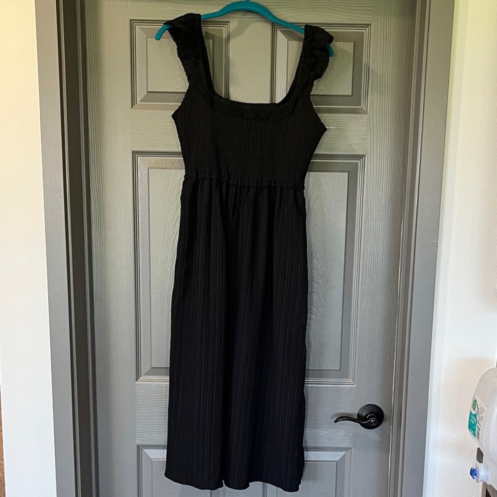 American Eagle Outfitters Black Ruffle Strap Dress